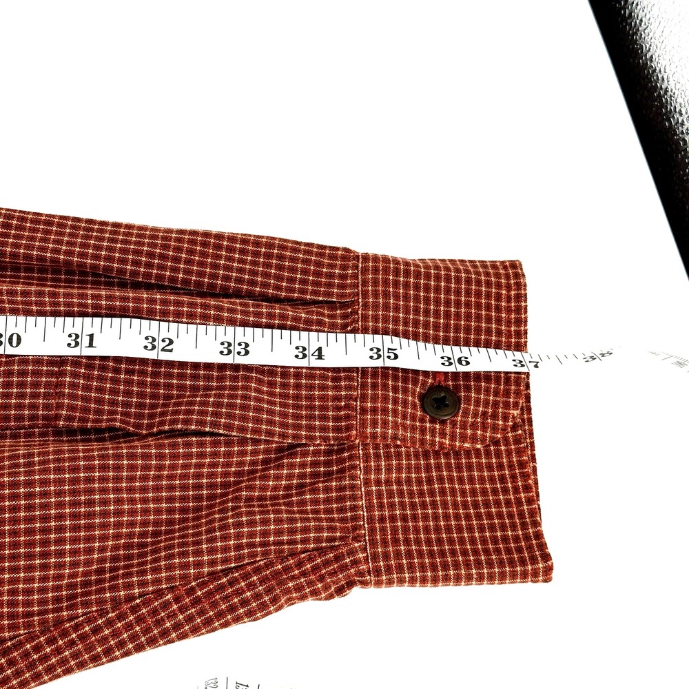 Abercrombie & Fitch Mens L Long Sleeve Button Down Rust Plaid Shirt Pocket Style - Picture 7 of 8
